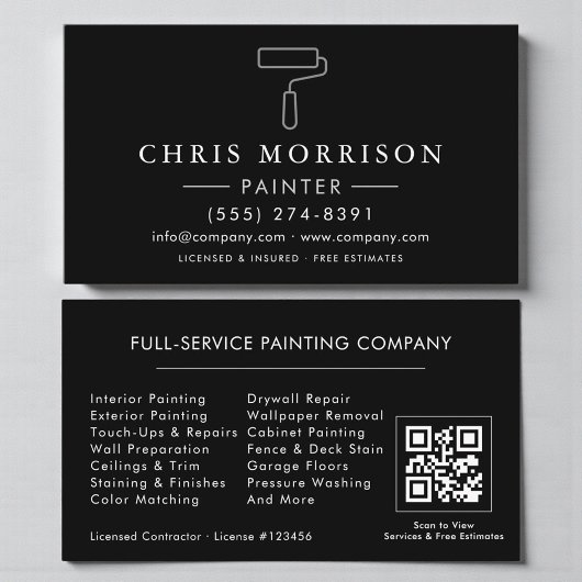 Painter Black Silver QR Code Visitekaartje