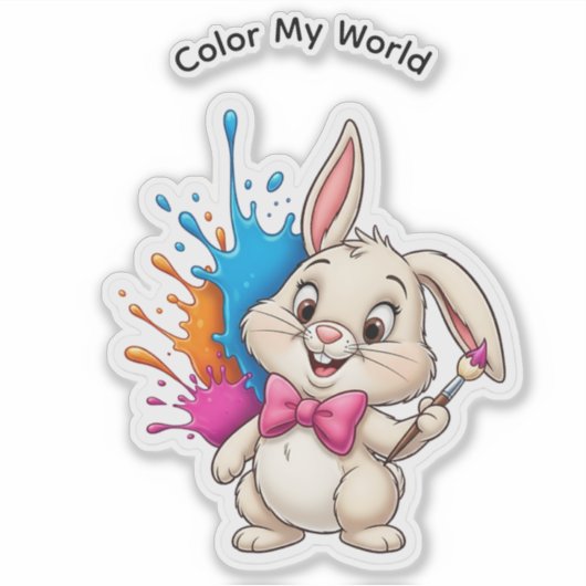 Painter Bunny Sticker - Kleur mijn wereld (Voorkant)