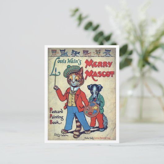 Painter Cat, Louis Wain Briefkaart (Staand voorkant)