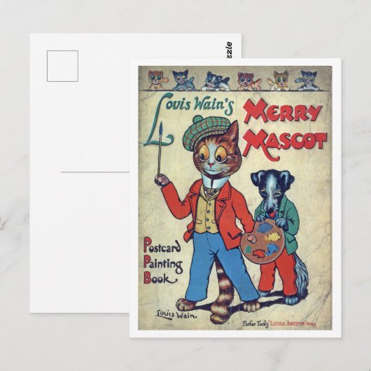 Painter Cat, Louis Wain Briefkaart (Voorkant / Achterkant)