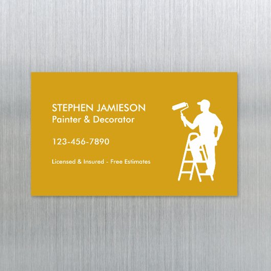 Painter & Decorator Painting Services Yellow White Magnetisch Visitekaartje
