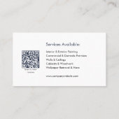 Painter & Decorator Services QR Code Blue White Visitekaartje (Achterkant)