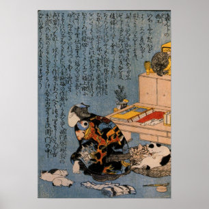 Painter die van Cats houdt, Utagawa Kuniyoshi Poster