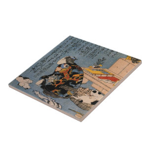 Painter die van Cats houdt, Utagawa Kuniyoshi Tegeltje