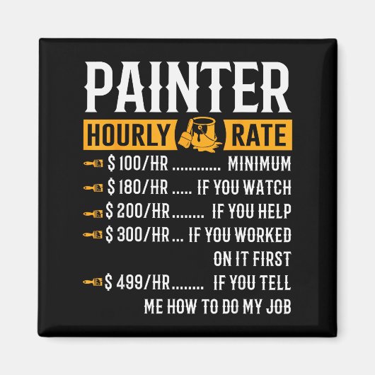 Painter Hourly Rate Funny Painter  Magneet (Voorkant)