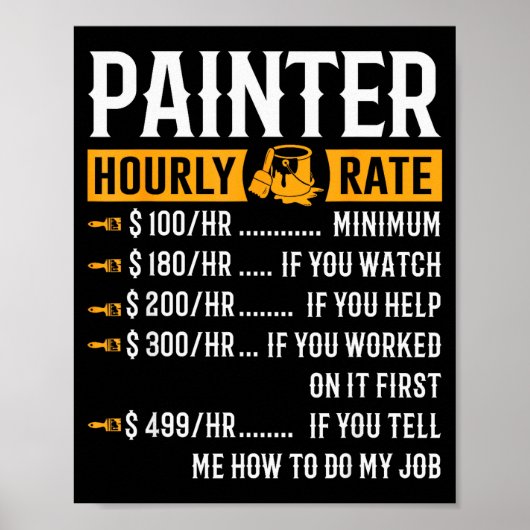Painter Hourly Rate Funny Painter  Poster (Voorkant)