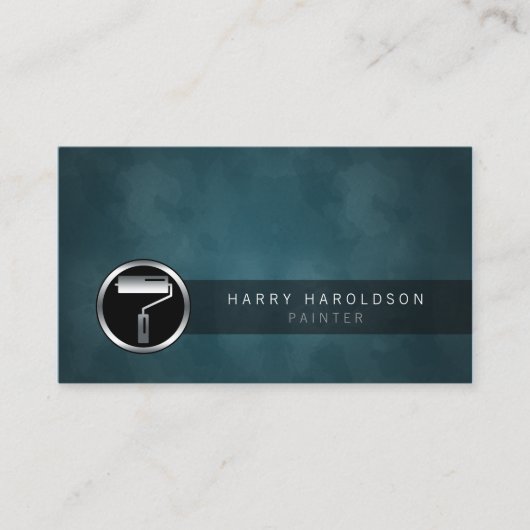 Painter Paint Roller Icon Dark Grunge BusinessCard Visitekaartje (Voorkant)