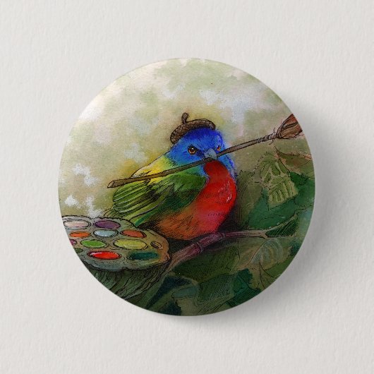 Painter Painted Bunting Bird Ronde Button 5,7 Cm (Voorkant)