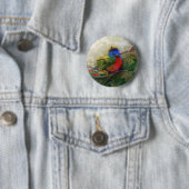 Painter Painted Bunting Bird Ronde Button 5,7 Cm (In situ)