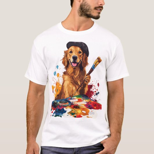 Painter Pup � Artistic Dog with Easel T-shirt (Voorkant)