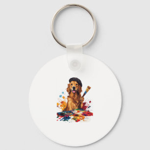 Painter Pup � artistieke hond met ezel Sleutelhanger