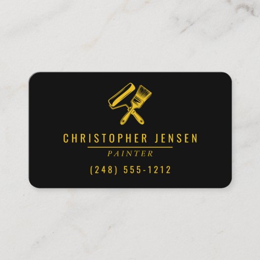 Painter QR Code Bold Black Yellow Rounded Painting Visitekaartje (Voorkant)