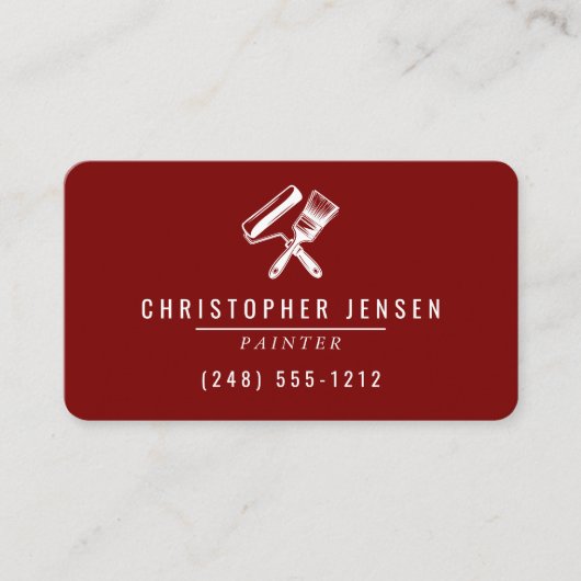 Painter QR Code Burgundy Red Rounded Painting Visitekaartje (Voorkant)