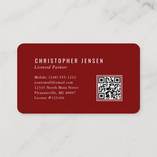 Painter QR Code Burgundy Red Rounded Painting Visitekaartje (Achterkant)