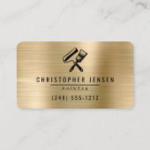 Painter QR Code Gold Black Metallic Rounded Visitekaartje (Voorkant)