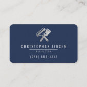 Painter QR Code Navy Blue Silver Rounded Painting Visitekaartje (Voorkant)