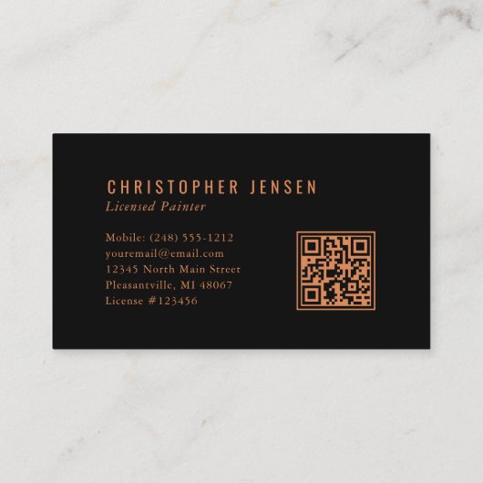 Painter QR Code Painting Business Black Copper Visitekaartje (Achterkant)