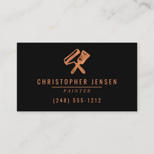 Painter QR Code Painting Business Black Copper Visitekaartje (Voorkant)