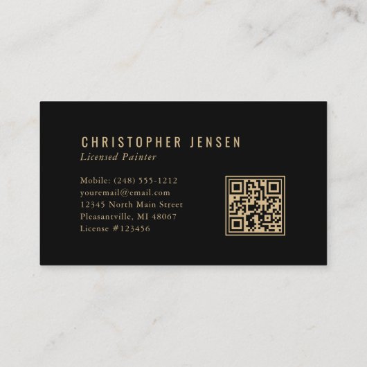 Painter QR Code Painting Business Black Gold Visitekaartje (Achterkant)