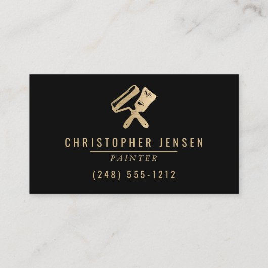 Painter QR Code Painting Business Black Gold Visitekaartje (Voorkant)