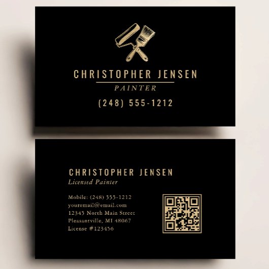 Painter QR Code Painting Business Black Gold Visitekaartje
