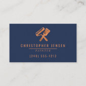 Painter QR Code Painting Business Navy Blue Copper Visitekaartje (Voorkant)