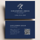 Painter QR Code Painting Business Navy Blue Silver Visitekaartje