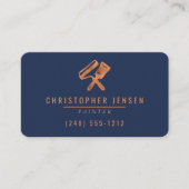 Painter QR Code Painting Navy Blue Copper Rounded Visitekaartje (Voorkant)