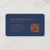 Painter QR Code Painting Navy Blue Copper Rounded Visitekaartje (Achterkant)