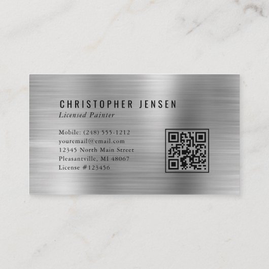 Painter QR Code Silver Black Metallic Painting Visitekaartje (Achterkant)