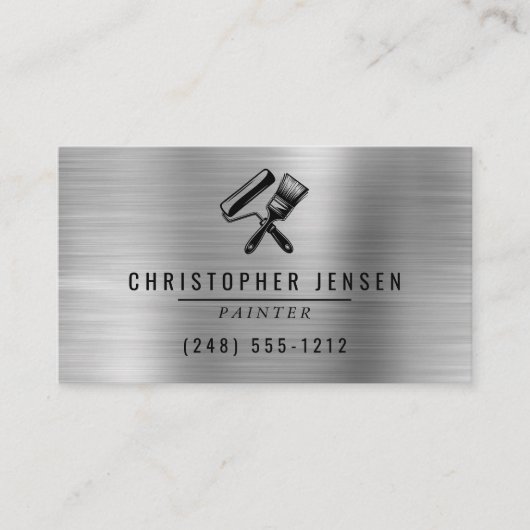 Painter QR Code Silver Black Metallic Painting Visitekaartje (Voorkant)