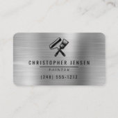 Painter QR Code Silver Black Metallic Rounded Visitekaartje (Voorkant)