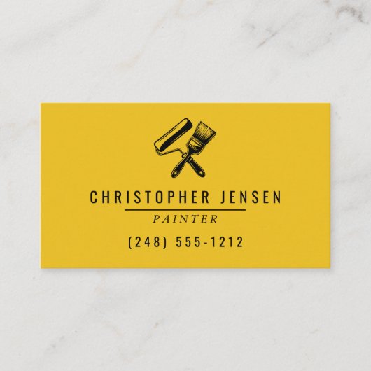 Painter QR Code Yellow Black Painting Visitekaartje (Voorkant)