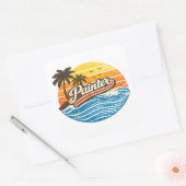 Painter Retro Sunset Design Vierkante Sticker (Envelop)