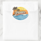 Painter Retro Sunset Design Vierkante Sticker (Tas)