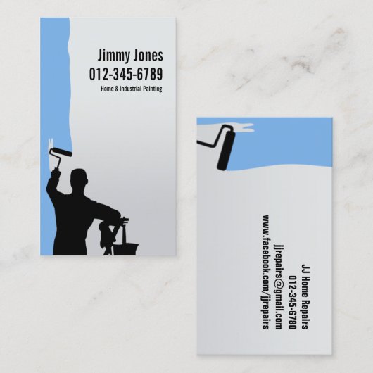 Painter Rolborstel Schilderen Blauw Visitekaartje (Voorkant / Achterkant)