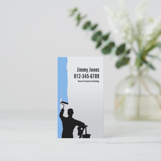 Painter Rolborstel Schilderen Blauw Visitekaartje (Staand voorkant)