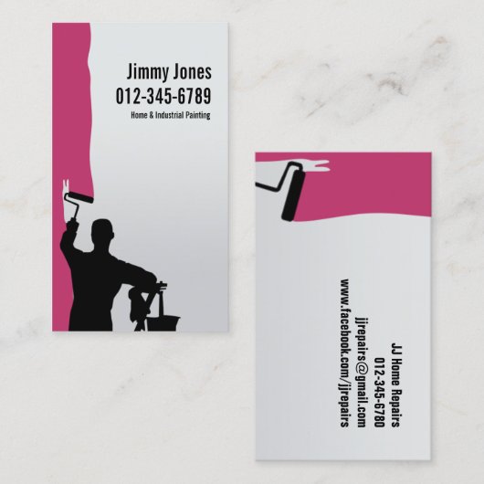 Painter Roller Brush Painting Maroon Visitekaartje (Voorkant / Achterkant)