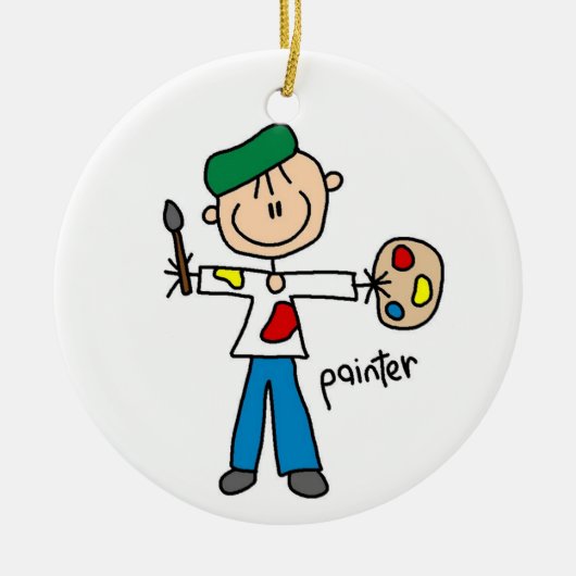 Painter Stick Figuur Keramisch Ornament (Voorkant)