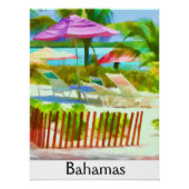Painterly Bahamas Summer Vacation Beach Scene Poster (Voorkant)