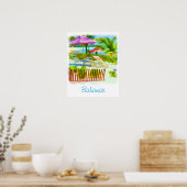 Painterly Bahamas Summer Vacation Beach Scene Poster (Keuken)