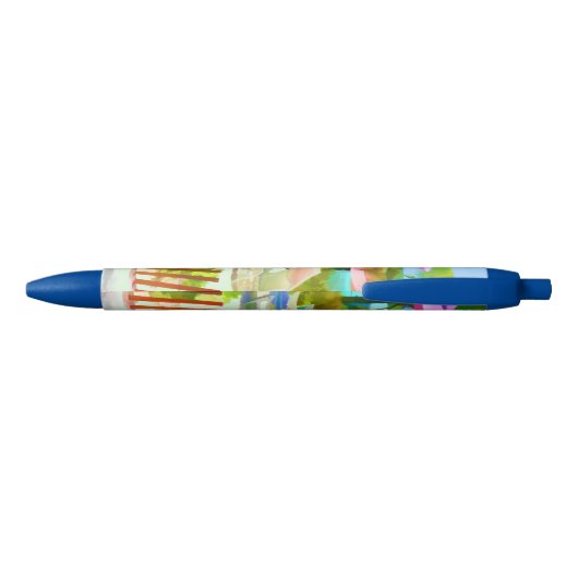 Painterly Bahamas Summer Vacation Beach Scene Zwarte Inkt Pen (Achterkant)