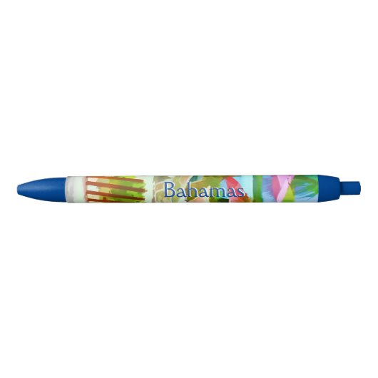 Painterly Bahamas Summer Vacation Beach Scene Zwarte Inkt Pen (Voorkant)