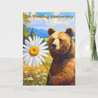 Painterly Beer Daisy Meadow 5th Wedding Anniv. Kaart