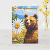 Painterly Beer Daisy Meadow 5th Wedding Anniv. Kaart (Gele Bloem)