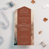 Painterly blauwgroen terracotta abstract rsvp brui all in one uitnodiging