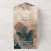 Painterly blauwgroen terracotta abstracte rsvp bru all in one uitnodiging (Buitenkant)