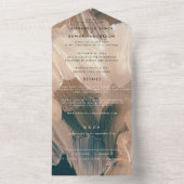 Painterly blauwgroen terracotta abstracte rsvp bru all in one uitnodiging (Binnen)