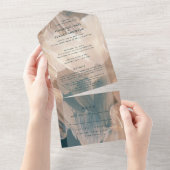 Painterly blauwgroen terracotta abstracte rsvp bru all in one uitnodiging (Afscheurbaar)