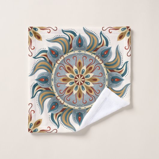 Painterly Boho Mandala Bad Handdoek (Wasdoekje)